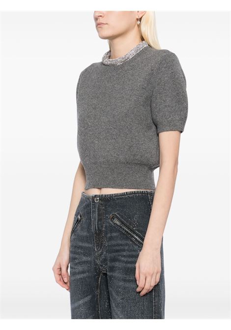 Top a maniche corte con strass  in grigio Alexander wang - donna ALEXANDER WANG | 1KC1251064010